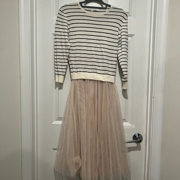 English Factory Dresses & Skirts - english Factory Striped Knit and Tulle Mixed Media Dress - Size Medium